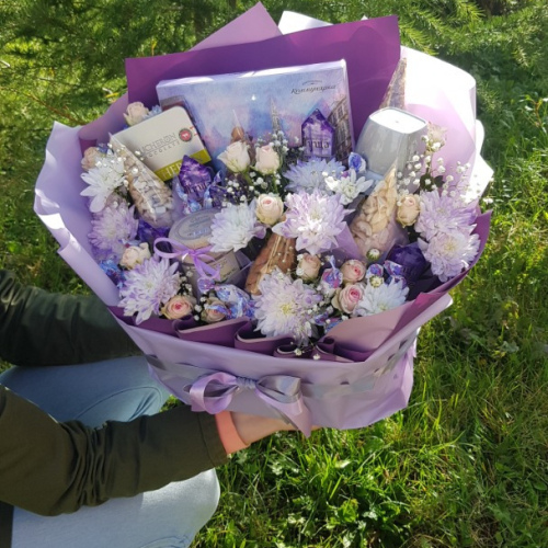 Премиальный конверт с живыми цветами